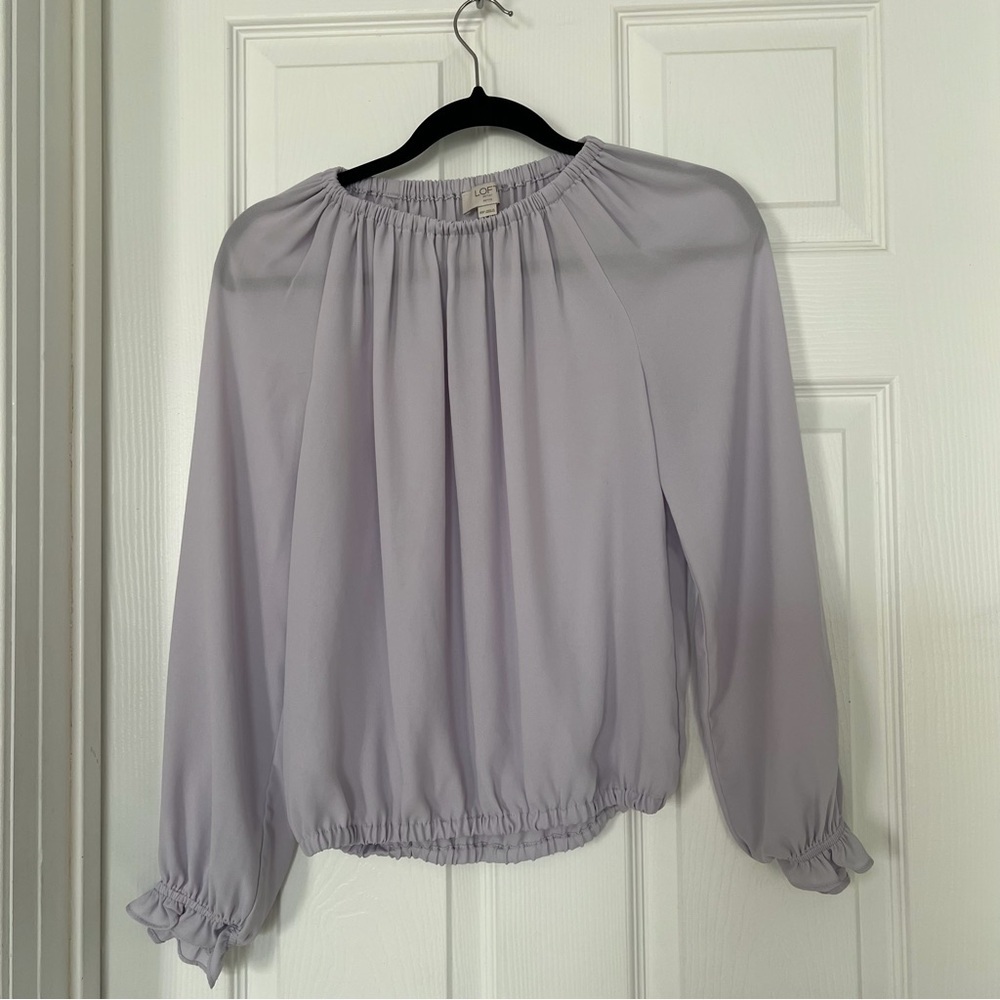LOFT Lilac Long-Sleeve Peasant Blouse